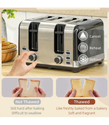 HOMCOM 1.7L 3000W Fast Boil Electric Kettle and 4 Slice Toaster Set, Black