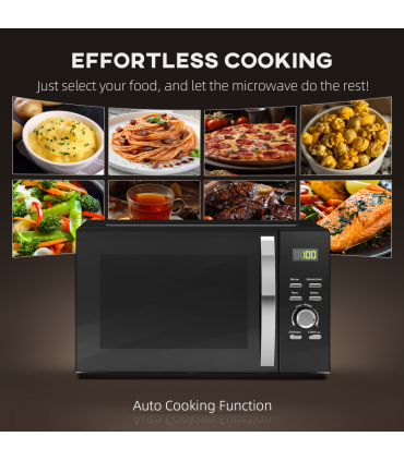 HOMCOM 23L 800W Microwave Oven with Digital Display, Auto Cook, Black
