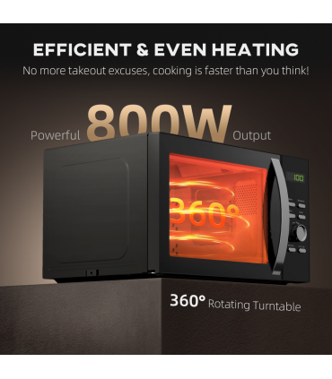 HOMCOM 23L 800W Microwave Oven with Digital Display, Auto Cook, Black