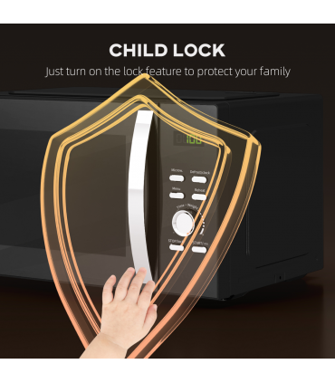 HOMCOM 23L 800W Microwave Oven with Digital Display, Auto Cook, Black