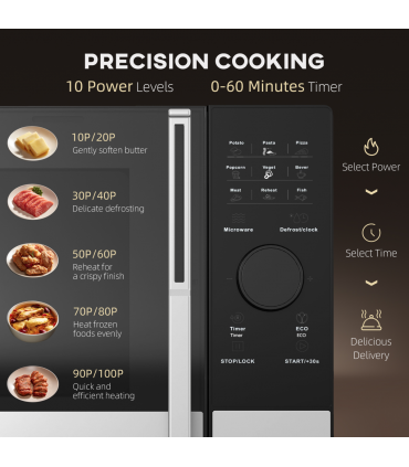 HOMCOM 23L Digital Microwave Oven with Auto Cook, 10 Levels, Eco Mode