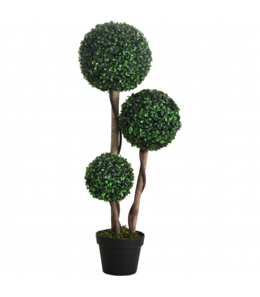 HOMCOM Artificial Plant Boxwood Ball Topiary Tree Indoor Outdoor, 90cm