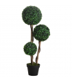 HOMCOM Artificial Plant Boxwood Ball Topiary Tree Indoor Outdoor, 90cm
