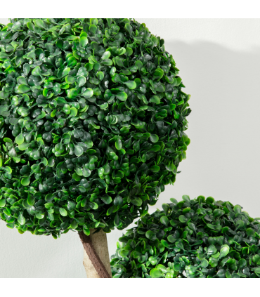 HOMCOM Artificial Plant Boxwood Ball Topiary Tree Indoor Outdoor, 90cm