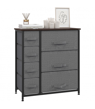 HOMCOM Chest of Drawers with 7 Dresser Drawers for Home Bedroom, Dark Grey