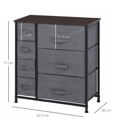 HOMCOM Chest of Drawers with 7 Dresser Drawers for Home Bedroom, Dark Grey