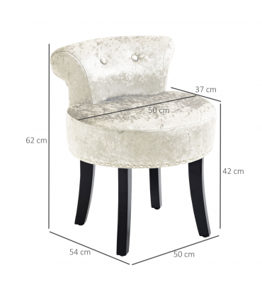 HOMCOM Dressing Table Stool Vanity Seat w/ Rubber Wood Legs Bedroom - Beige