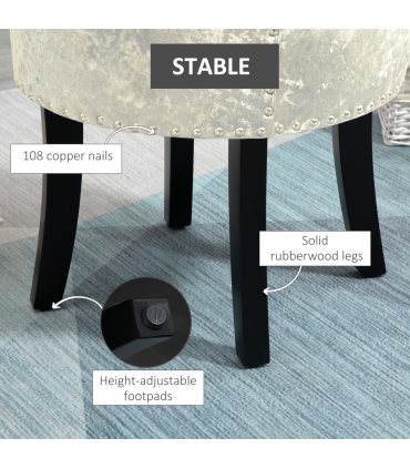 HOMCOM Dressing Table Stool Vanity Seat w/ Rubber Wood Legs Bedroom - Beige