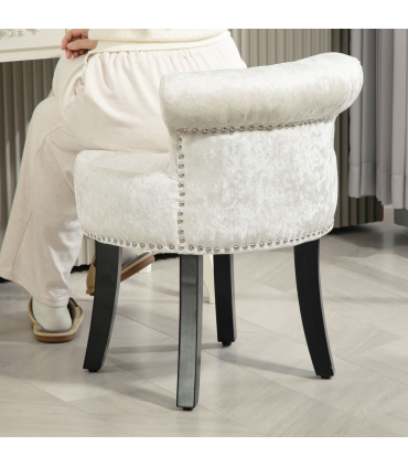 HOMCOM Dressing Table Stool Vanity Seat w/ Rubber Wood Legs Bedroom - Beige