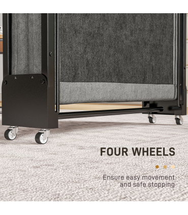 HOMCOM Single Folding Bed with Mattress Foldable Guest Bed on Wheels, Grey
