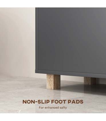 HOMCOM Bathroom Storage Cabinet with Open Compartments and Double Doors