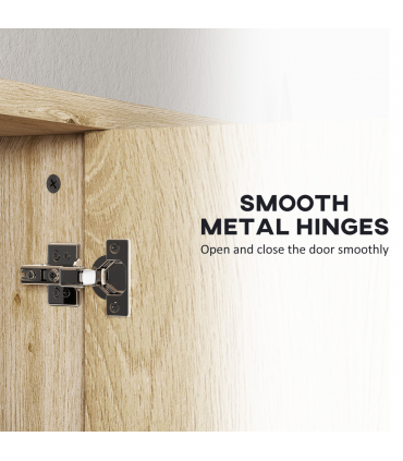 HOMCOM Bathroom Cabinet Wall Mounted Mirror Storage with Shelves Natural