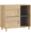 HOMCOM Bathroom Storage Cabinet with Open Compartments and Double Doors