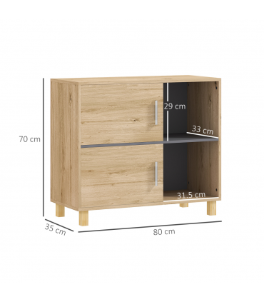 HOMCOM Bathroom Storage Cabinet with Open Compartments and Double Doors