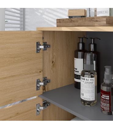 HOMCOM Bathroom Storage Cabinet with Open Compartments and Double Doors