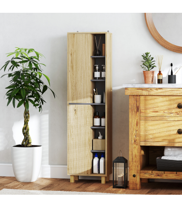 HOMCOM Bathroom Storage Unit with 6 Open Compartments and 6 Shelves