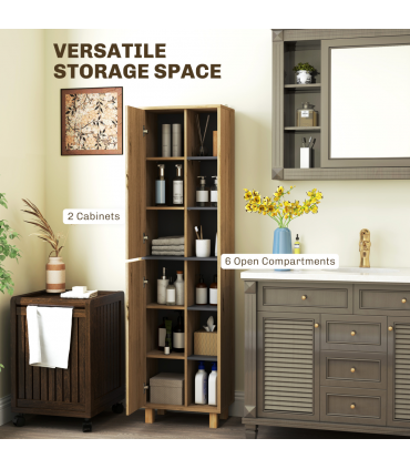 HOMCOM Bathroom Storage Unit with 6 Open Compartments and 6 Shelves