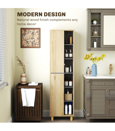 HOMCOM Bathroom Storage Unit with 6 Open Compartments and 6 Shelves