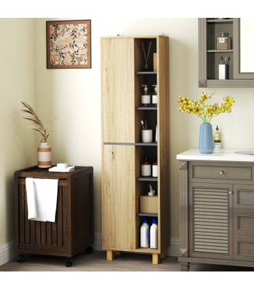 HOMCOM Bathroom Storage Unit with 6 Open Compartments and 6 Shelves