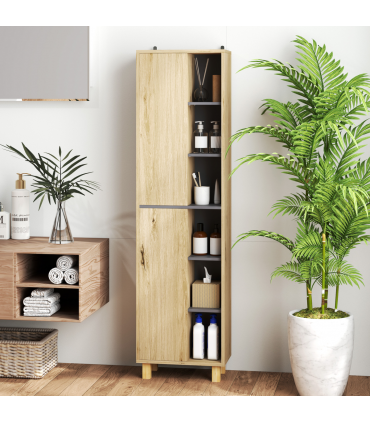 HOMCOM Bathroom Storage Unit with 6 Open Compartments and 6 Shelves