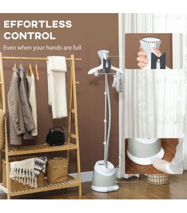 HOMCOM Clothes Steamer, Garment Steamer Clothing Wrinkle Remover, Grey
