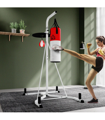 HOMCOM Punchbag & Speedball Boxing Station Frame Freestanding, White