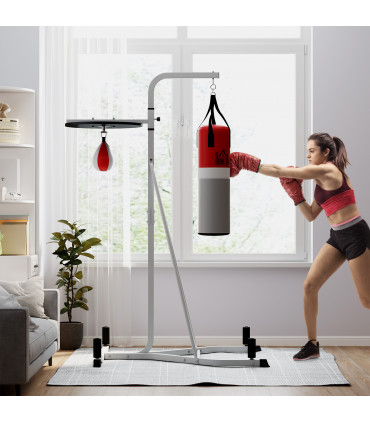 HOMCOM Punchbag & Speedball Boxing Station Frame Freestanding, White