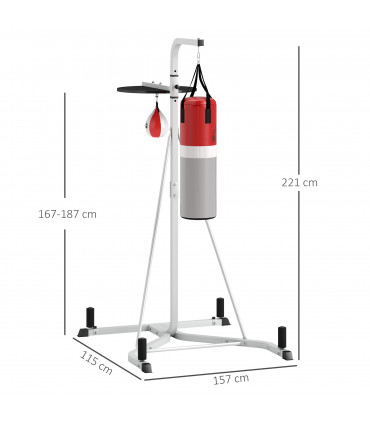 HOMCOM Punchbag & Speedball Boxing Station Frame Freestanding, White