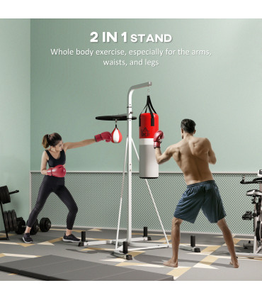 HOMCOM Punchbag & Speedball Boxing Station Frame Freestanding, White
