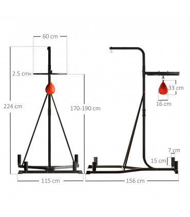HOMCOM Free-Standing Speed Bag Platform, Adjustable Boxing Punch Bag, Black
