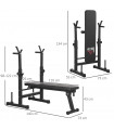 HOMCOM Adjustable Weight Bench with Barbell Rack and Dip Station, Black