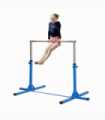 Kids Gymnastics Bar Adjustable Blue Steel Wood Beech 197L x 121W x 92H cm