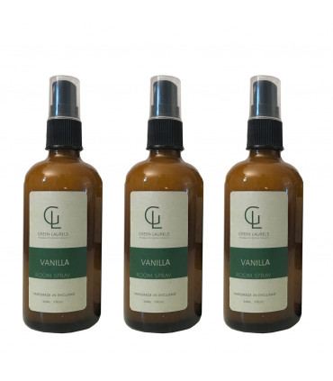 Aqueous Vanilla Room Spray 100ml in Amber Glass, 3 Bottles