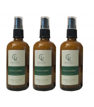 Aqueous Fresh Linen Room Spray 100ml in Amber Glass, 3 Bottles