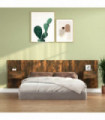 Bed Headboard with Cabinets Smoked Oak Engineered Wood