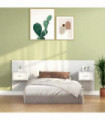 Bed Headboard with Cabinets White Engineered Wood