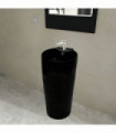 Ceramic Stand Bathroom Sink Basin Faucet/Overflow Hole Black Round