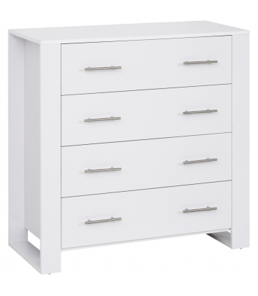 Chest Of 4 Drawers Home Storage Clothes Cabinet Metal Handles White