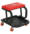 HOMCOM Workshop Stool, Rolling Mechanic Stool with 360 Degree Swivel, Red