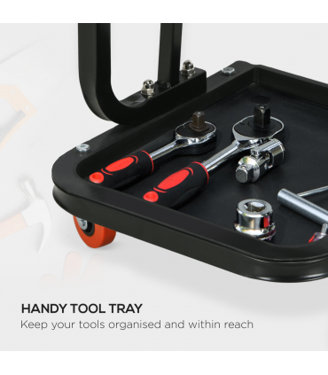 HOMCOM Workshop Stool, Rolling Mechanic Stool with 360 Degree Swivel, Red