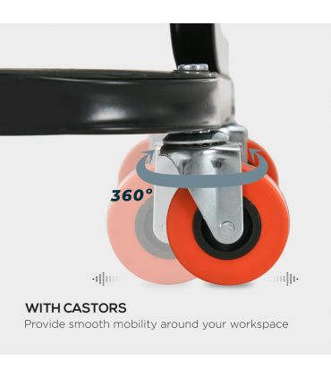 HOMCOM Workshop Stool, Rolling Mechanic Stool with 360 Degree Swivel, Red