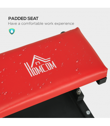 HOMCOM Workshop Stool, Rolling Mechanic Stool with 360 Degree Swivel, Red