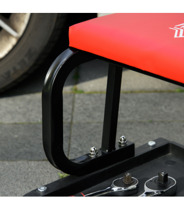 HOMCOM Workshop Stool, Rolling Mechanic Stool with 360 Degree Swivel, Red