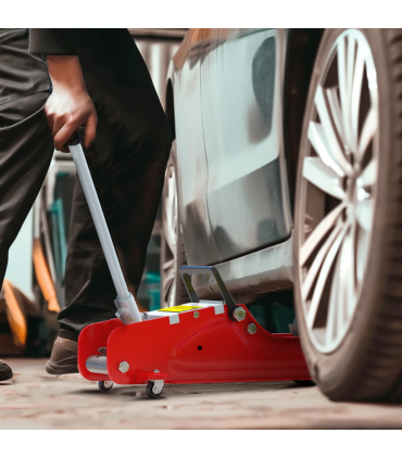 HOMCOM Hydraulic Low Profile Jack 8-38cm 2.5 Ton Racing Car Jack Kit, Red