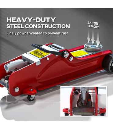 HOMCOM Hydraulic Low Profile Jack 8-38cm 2.5 Ton Racing Car Jack Kit, Red