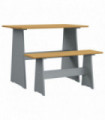 Dining Table with Bench Honey Brown and Grey Solid Pinewood