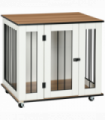 Dog Crate Furniture White Steel 80 x 60 x 76.5cm - Wheel for Medium Dogs