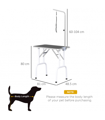 Dog Grooming Table Foldable with Adjustable Arm Max Load 30 KG 81x49x80 cm