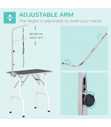 Dog Grooming Table Foldable with Adjustable Arm Max Load 30 KG 81x49x80 cm