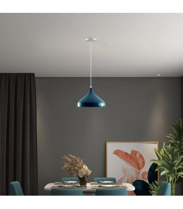 Ceiling Pendant Light Cyan Blue E27 Retro Modern Vintage Metal Shade